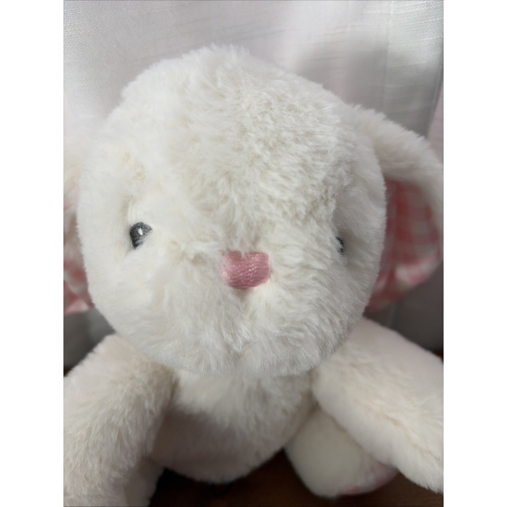 White & Pink Soft Bunny Rabbit Plush Rattle - Picture 2 of 5